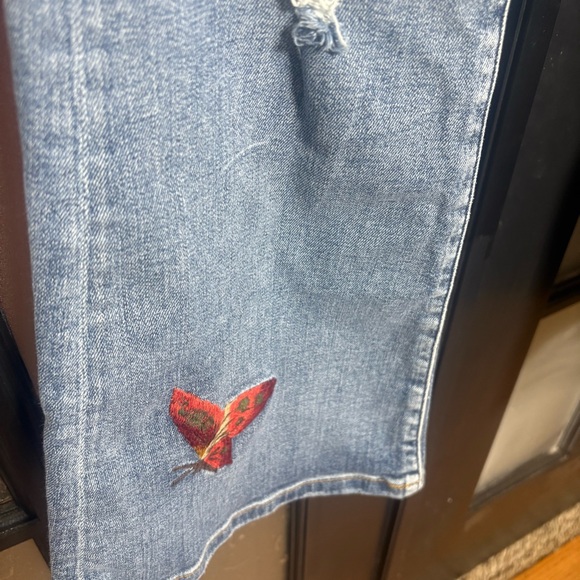MM Vintage Embroidered Butterfly Floral Jeans Size 26 Boho Denim - Picture 6 of 16